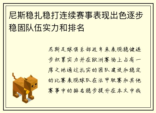 尼斯稳扎稳打连续赛事表现出色逐步稳固队伍实力和排名